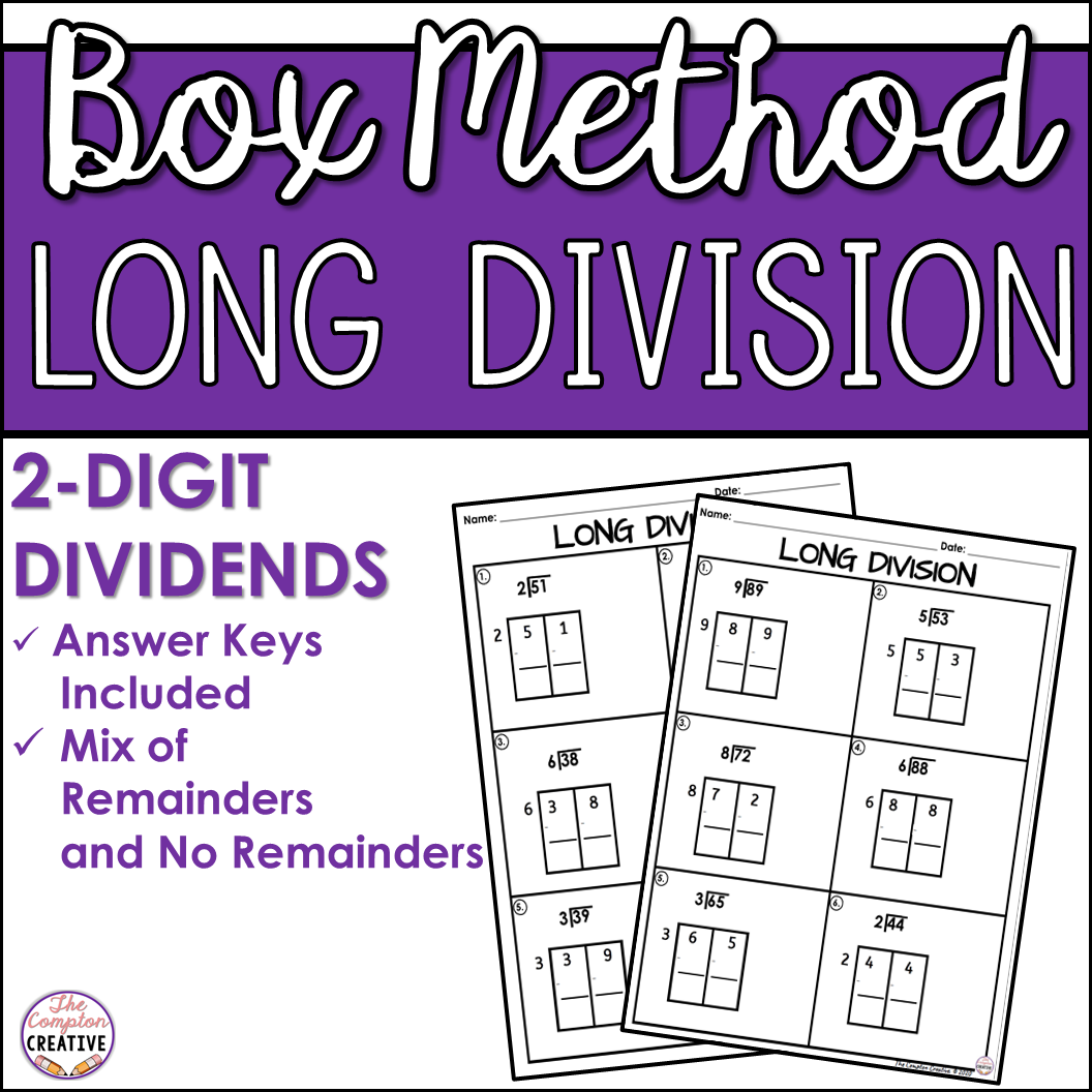  2 Digit Dividends Box Method Long Division Long Division Division 