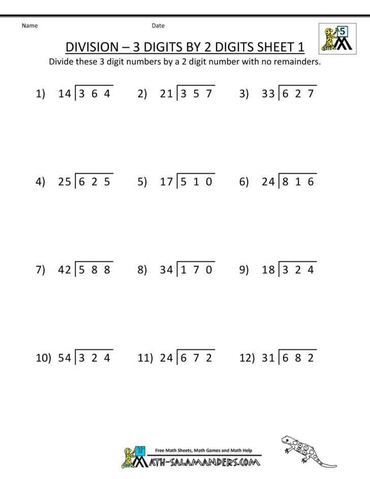 Long Division Whole Numbers Worksheet