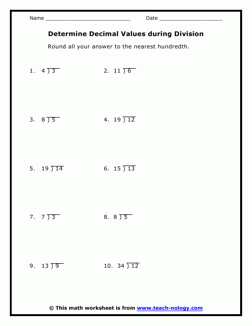 Long Division Worksheets Printable 7th Grade