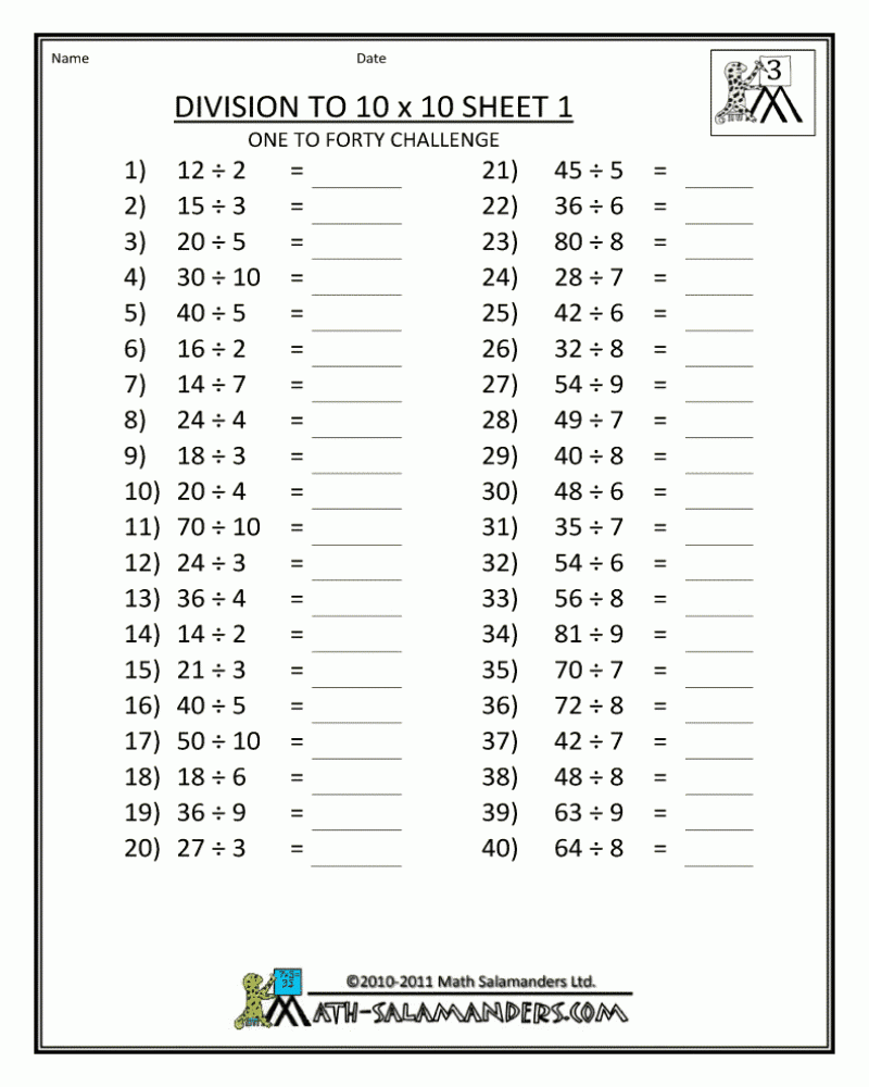 3Rd Grade Division Worksheets Best Coloring Pages For Kids Math 