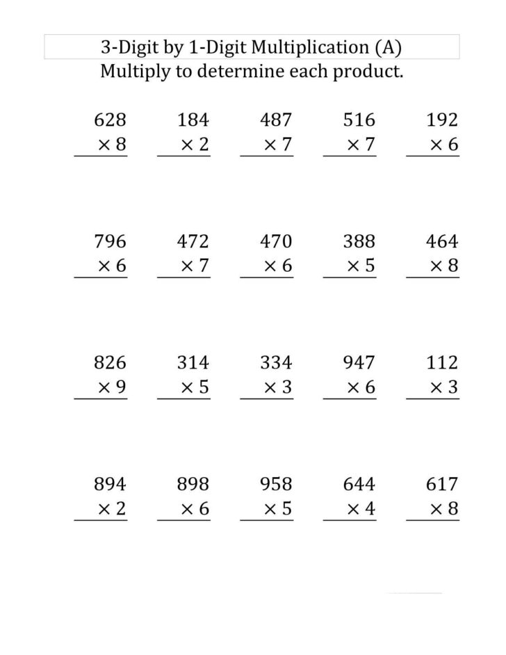 Free Printable Multiplication 4 Grade