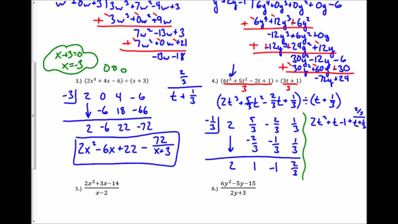 5 4 Dividing Polynomials Worksheet YouTube
