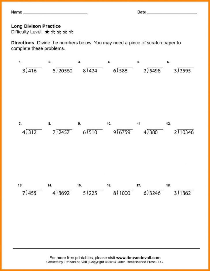 Free Printable Long Division Worksheets Grade 5