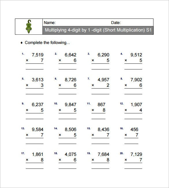 Long Multiplication And Long Division Worksheets