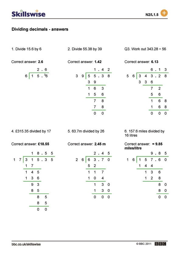 Decimal Division Worksheet With Answers Favorite Worksheet