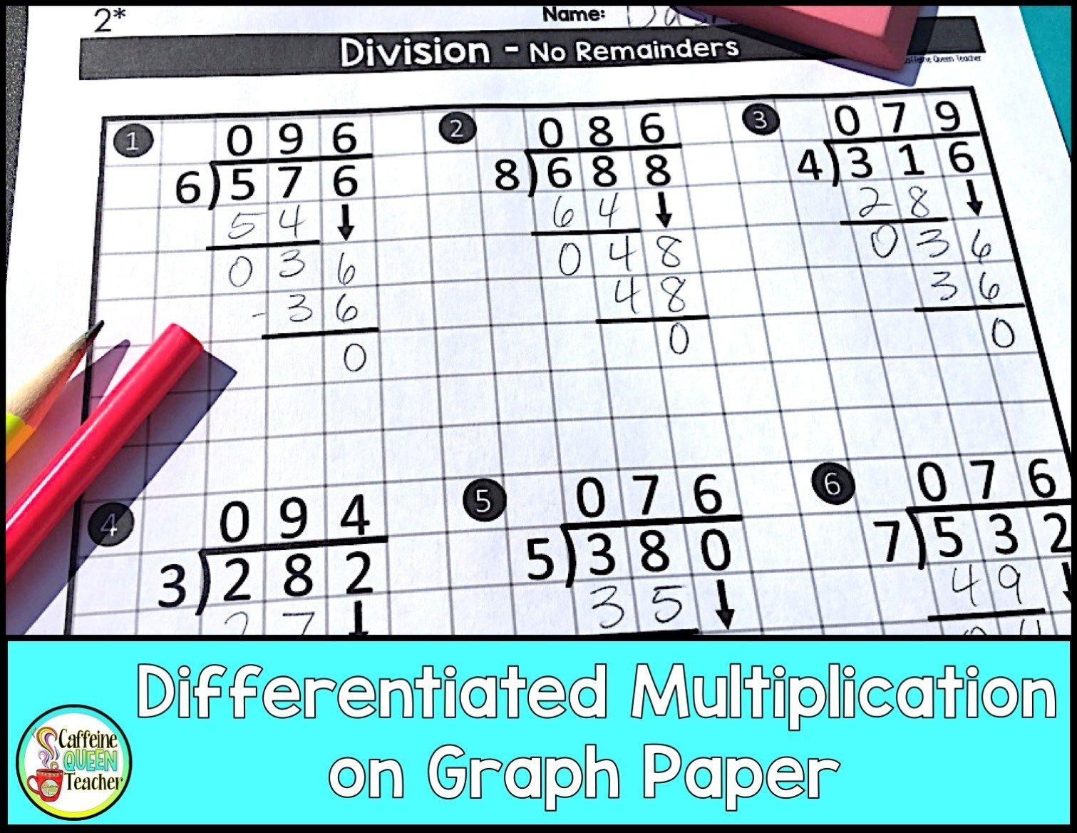 Differentiated Long Division Worksheets For FREE Caffeine Queen 