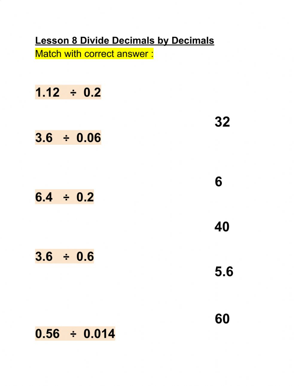 Divide Decimals By Decimals Exercise | Long Division Worksheets