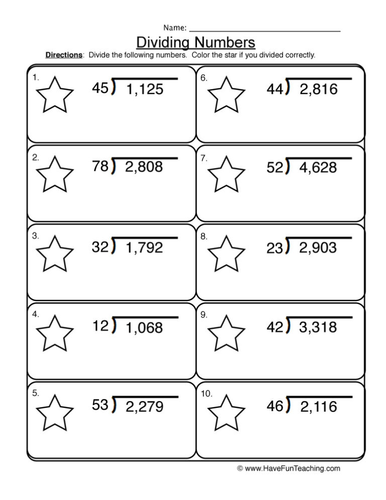 Long Division Worksheets 4 Digit By 2 Digit | Long Division Worksheets