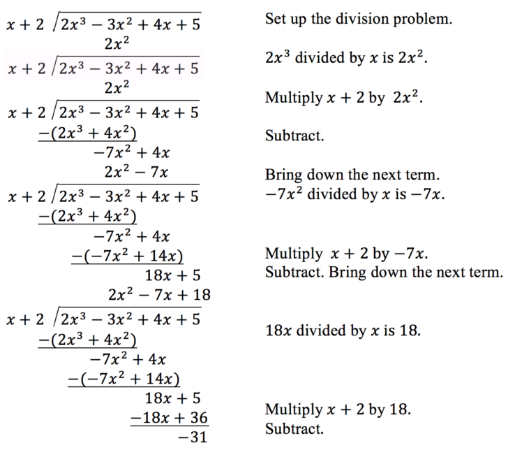 Worksheet Long Division Of Polynomials A 5 4 Answers