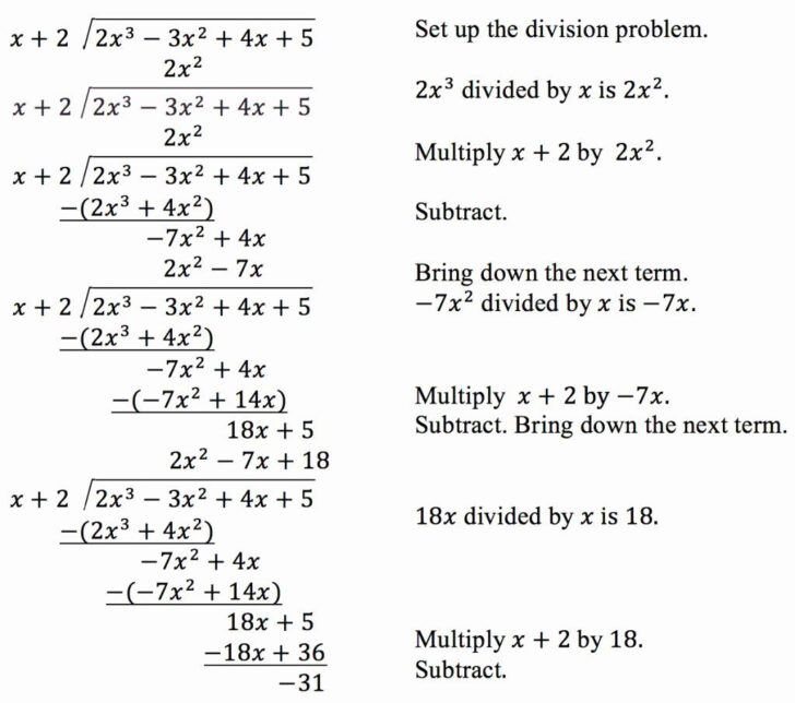 Polynomial Long Division Worksheet Kuta