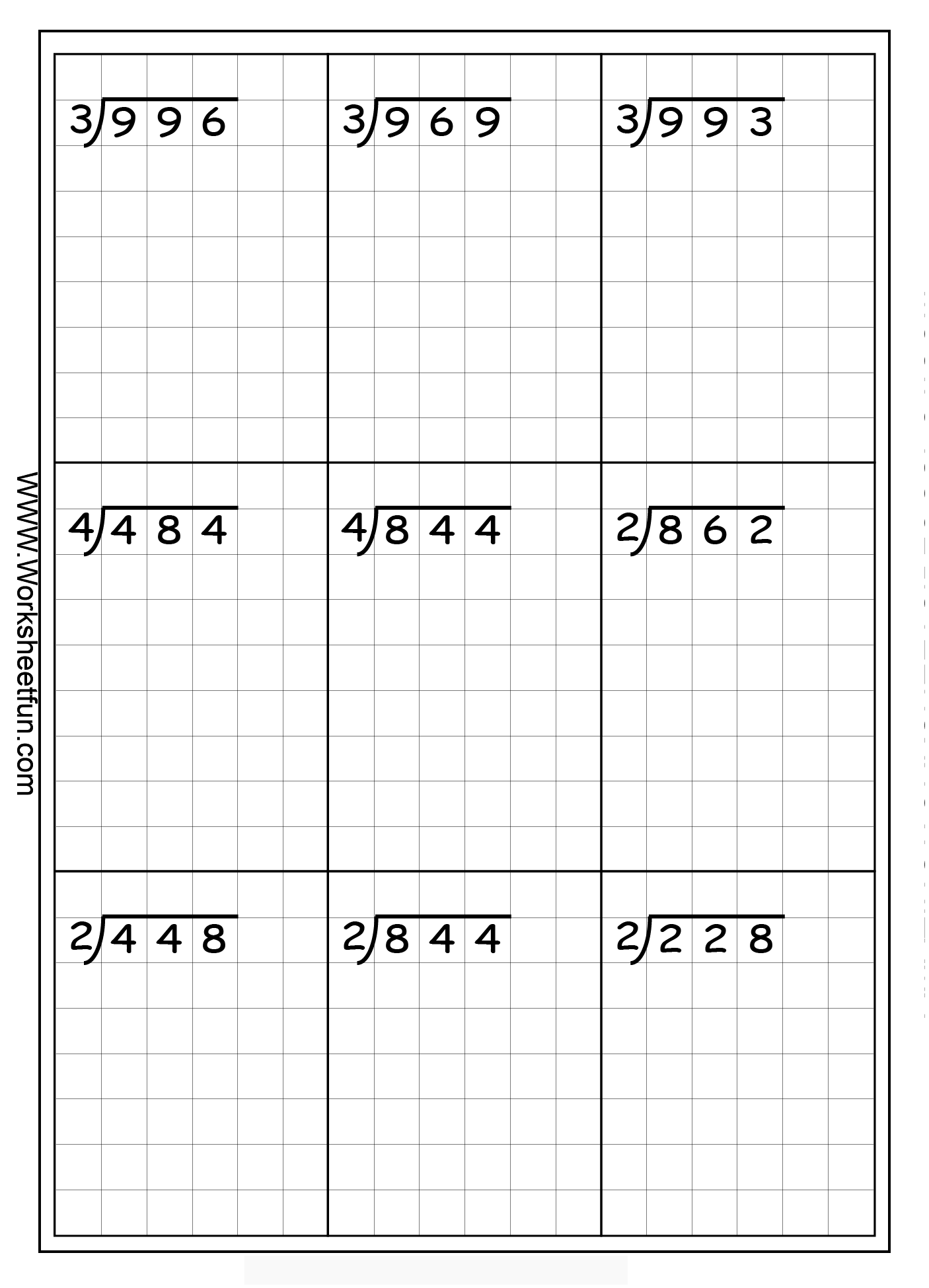 Division 3 D By 1 D Long Division 3 Digits By 1 Digit No 