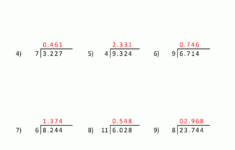 Division Of Decimal Numbers Worksheets