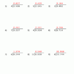 Division Of Decimal Numbers Worksheets