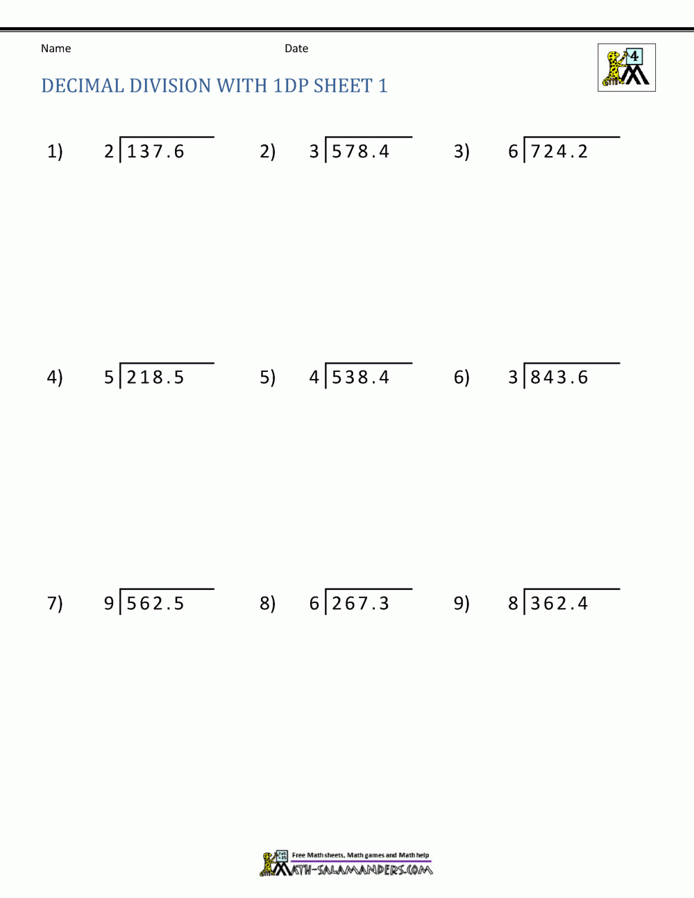 Division With Remainders As Fractions And Decimals Worksheet DIY 