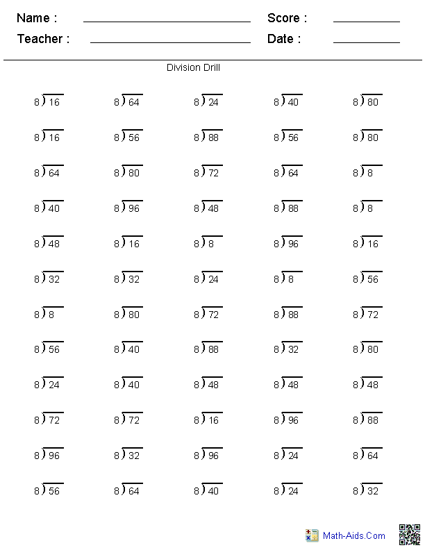 Division Worksheets Printable Division Worksheets For Teachers 