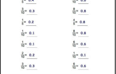 Fractions As Decimals For Fractions To Decimals Tenths And Fifths