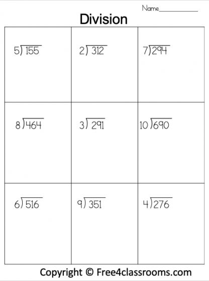 Free Division Worksheet 3 Digit By 1 Digit No Remainder 