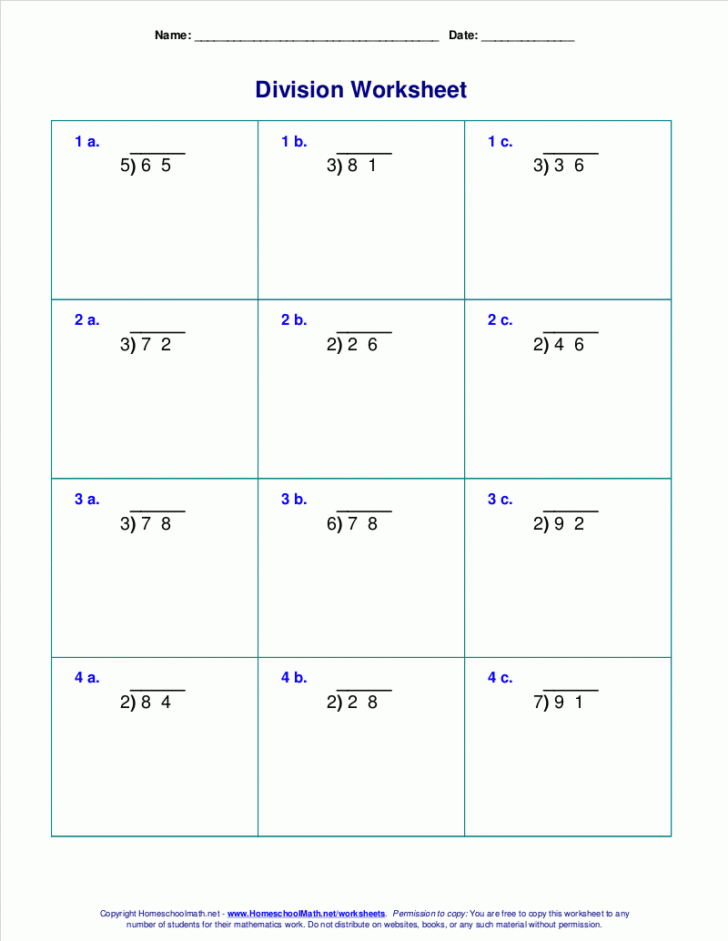 Free Printable Long Division Worksheets For 4th Graders