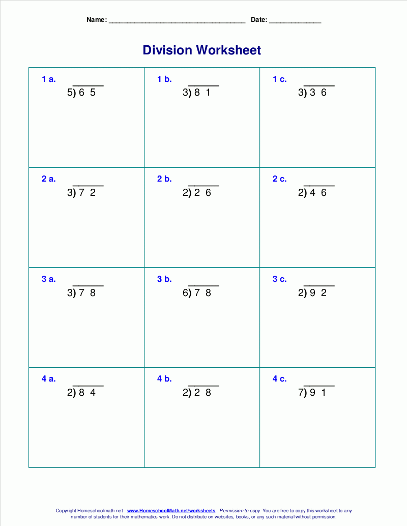 Free Printable Division Worksheets For 4Th Grade Free Printable