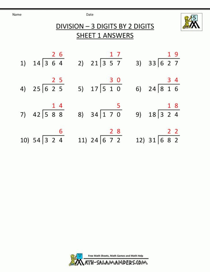 5th Grade Long Division Worksheets Printable