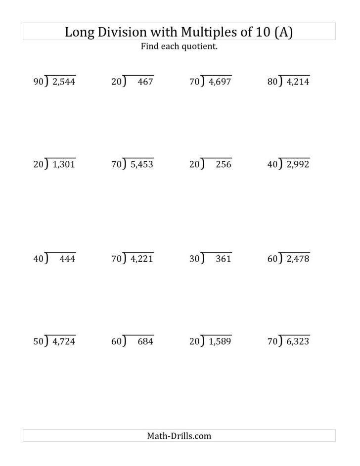 Free Long Division Math Sheet