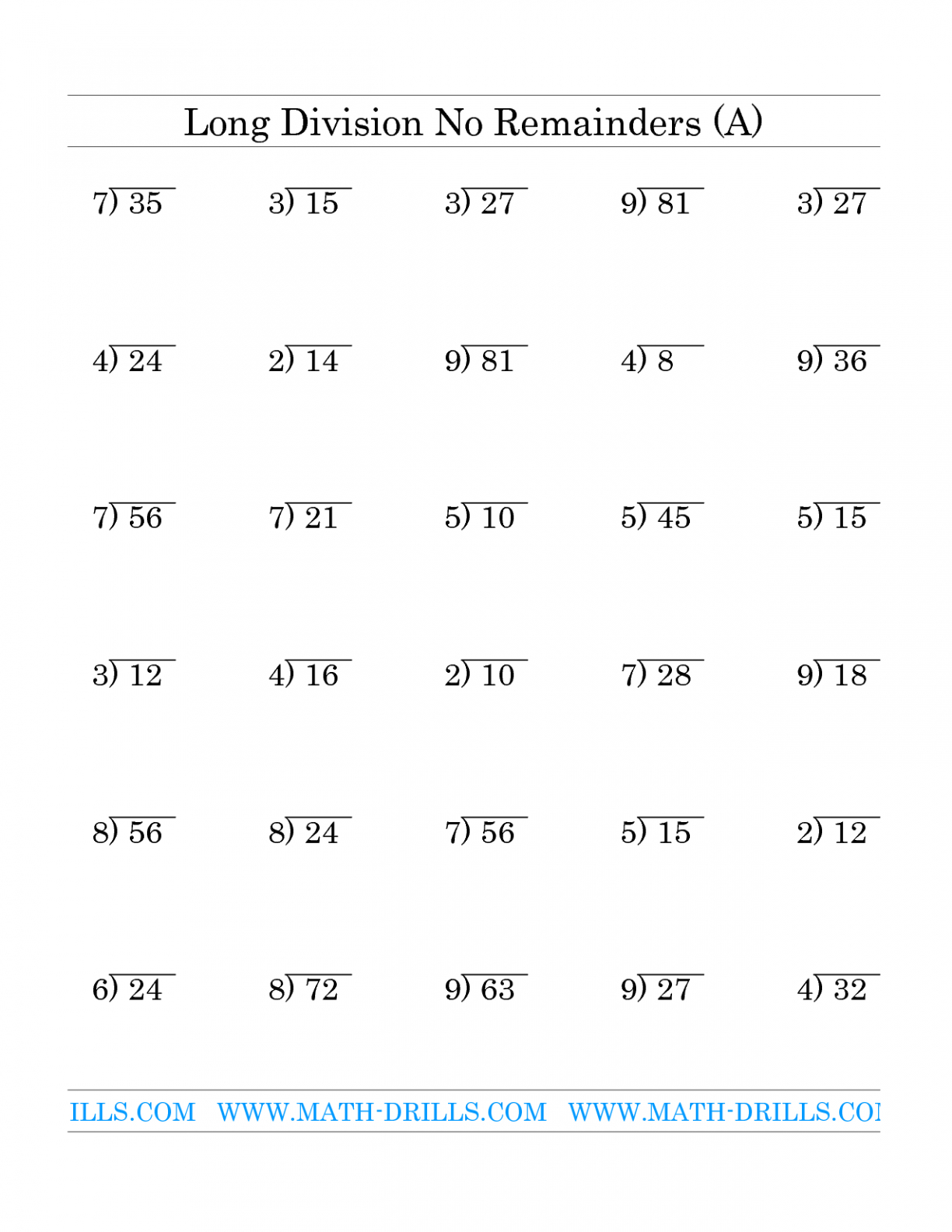 5th Grade Division Worksheets Printable Long Division Worksheets