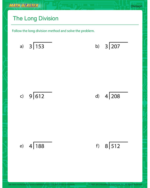 Free Printable Long Division Worksheets