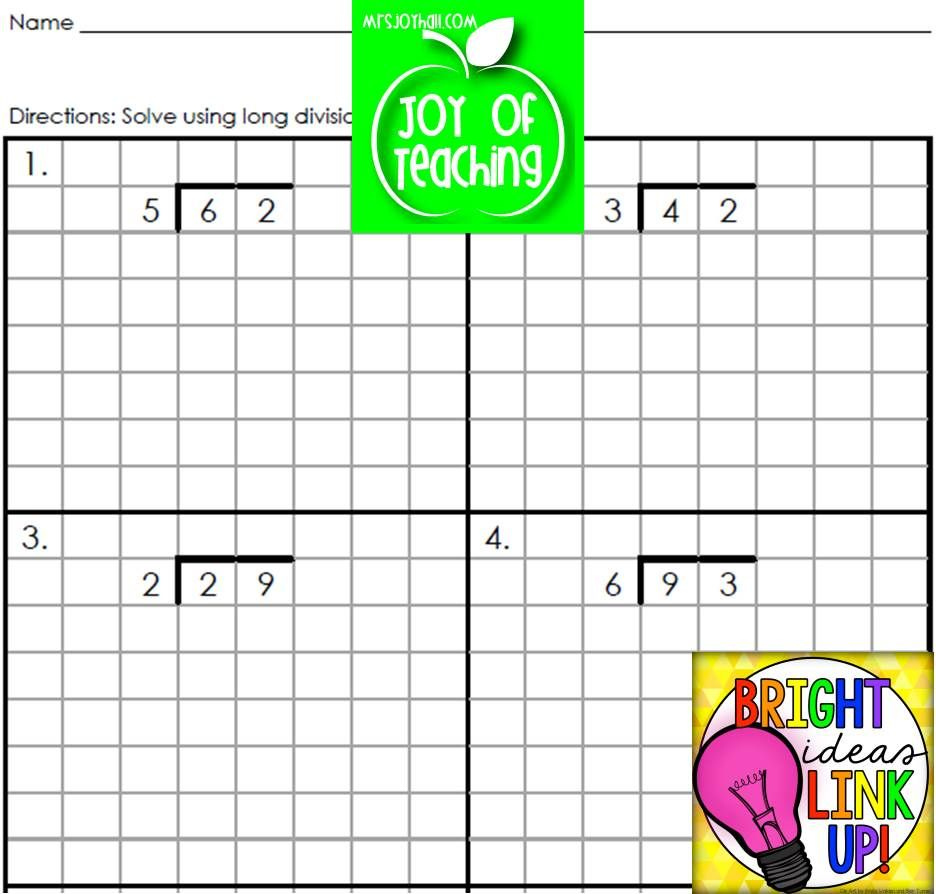 Genius Long Division Problems On Grid Paper To Help Kids Keep Their 