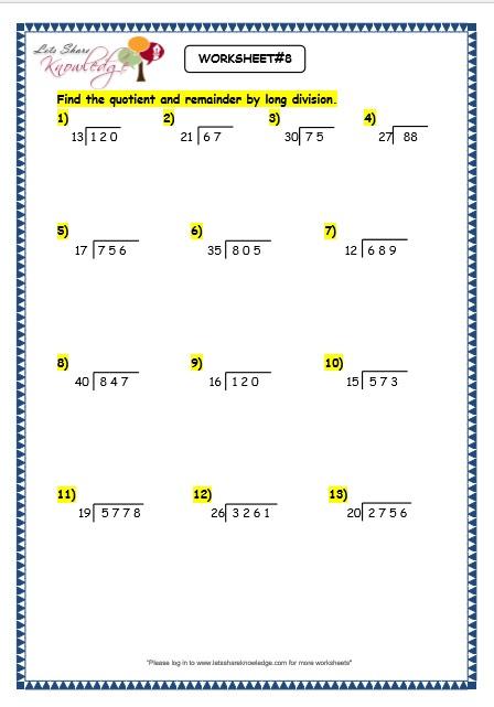 Grade 3 Maths Worksheets Division 6 5 Long Division By 2 Digit 