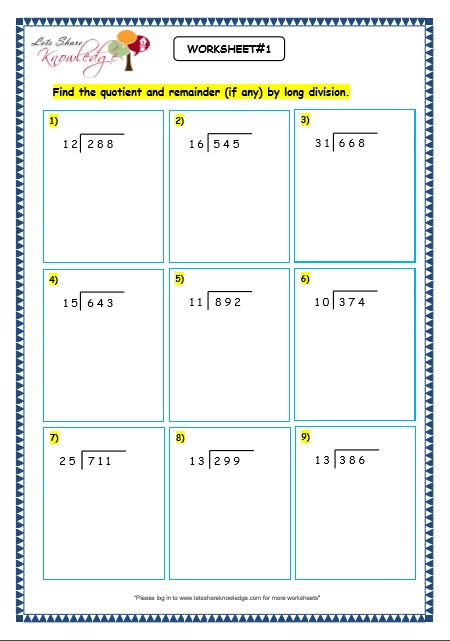 Grade 3 Maths Worksheets Division 6 5 Long Division By 2 Digit 