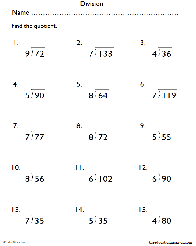 Grade 4 Division Math Worksheets EduMonitor