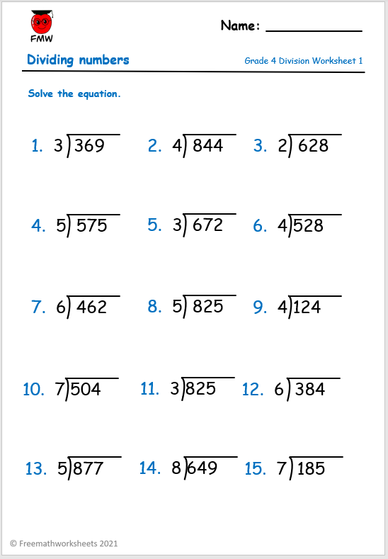 Free Long Division Worksheets Grade 4 Long Division Worksheets