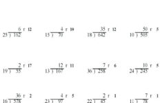 Grade 4 Long Division Worksheets Free No Remainders Short Without