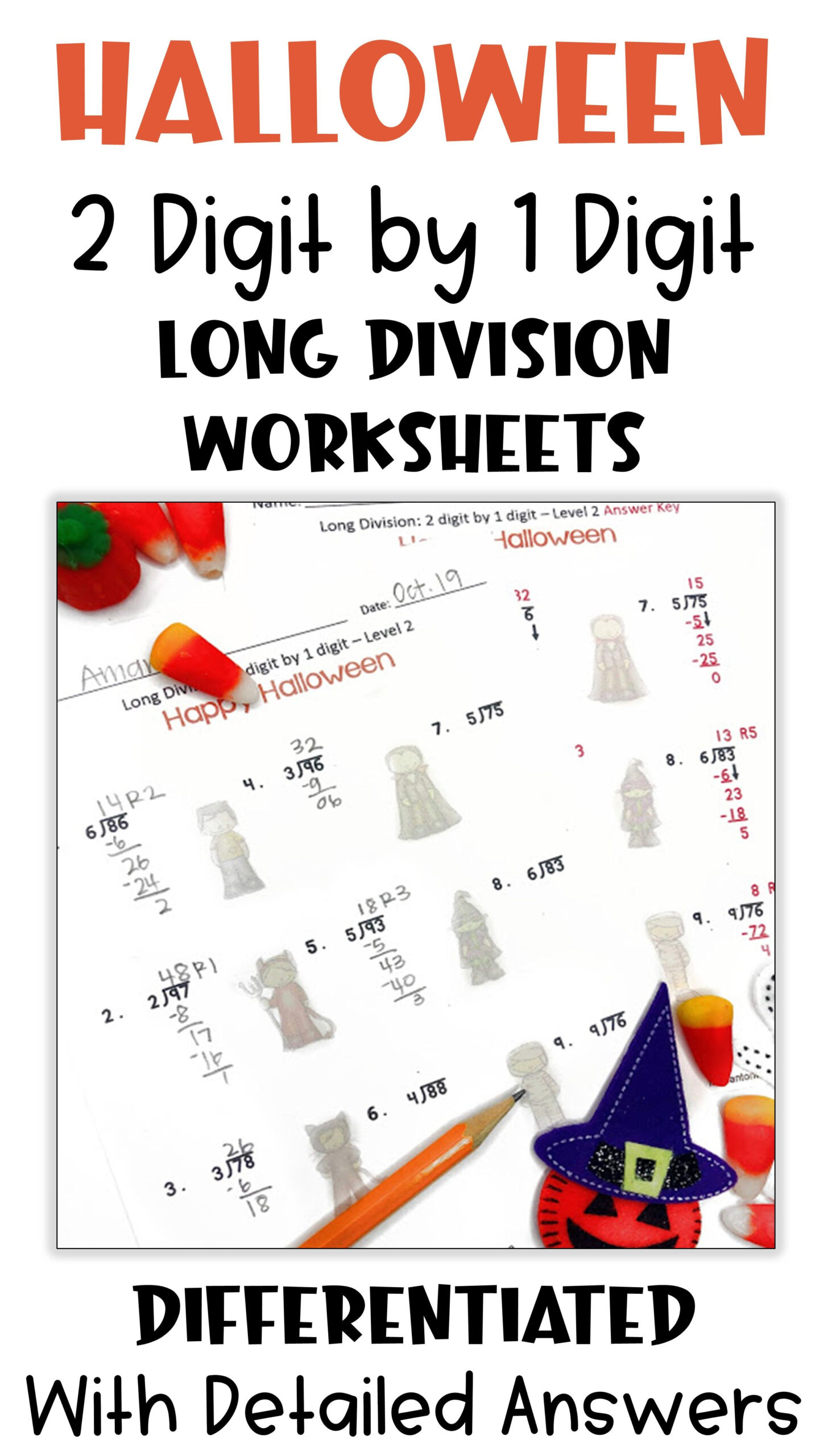 Halloween Long Division Worksheets For Morning Work And Centers Upper 