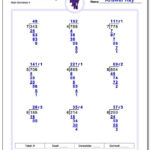 Harder Division Worksheet With Remainders Three Digit Long Division