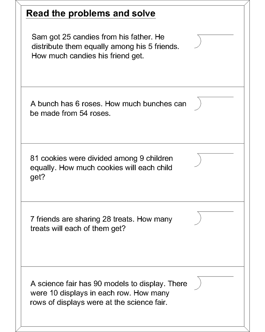 How To Learn Division Worksheets For Kids Division Word Problems 