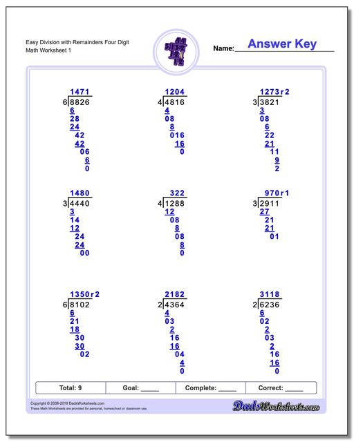 Https www dadsworksheets Easy Division Worksheet With Remainders 