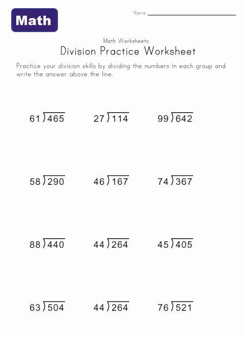 Kids Division Practice Worksheets Division Worksheets Long Division 