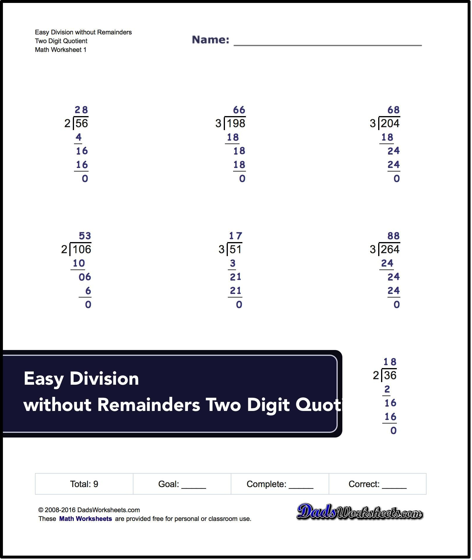 Links To Free Math Worksheets For Long Division Problems With And 