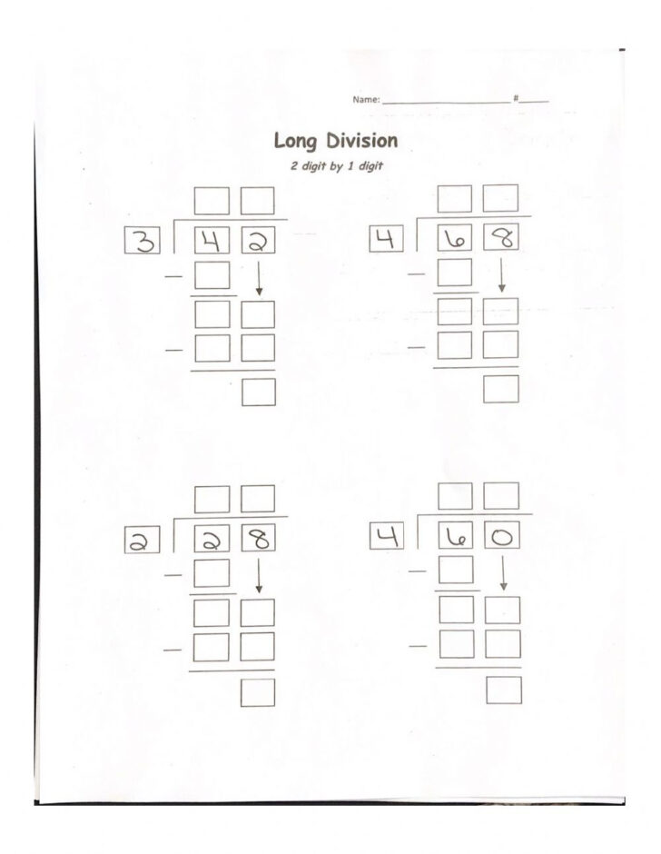 Long Division Worksheets 2 Digit By 1 Digit