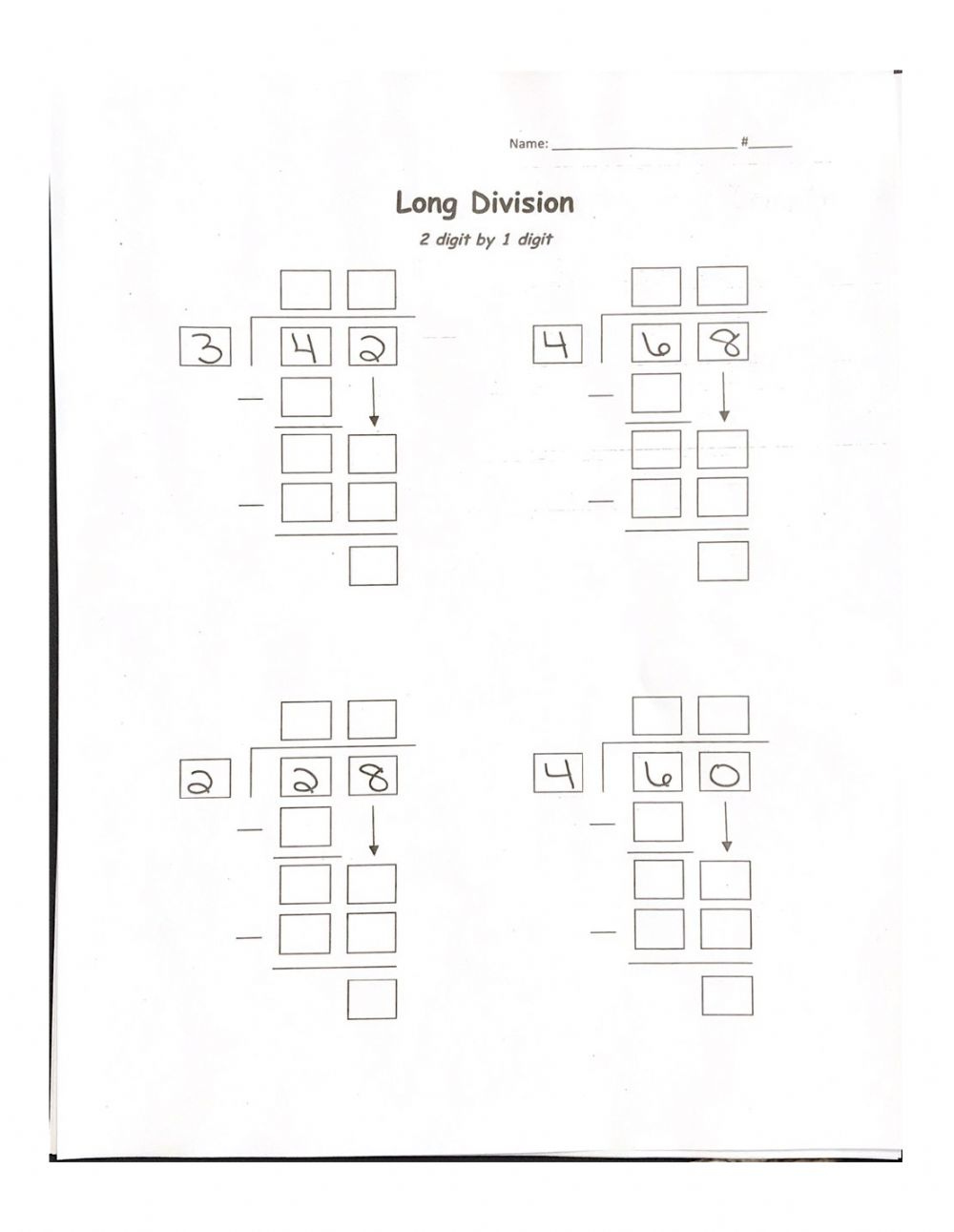 Long Division 2 Digit By 1 Digit No Remainder Worksheet