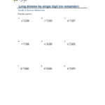 Long Division By Single Digit No Remainder Worksheet