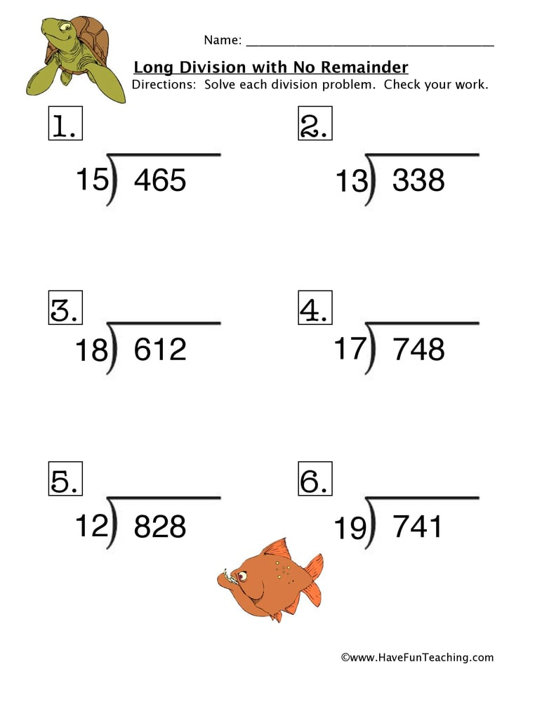 Long Division No Remainder Worksheet 4