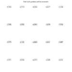 Long Division One Digit Divisor And A Three Digit Dividend With A