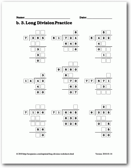 Long Division Practice Division Worksheets Long Division Worksheets 