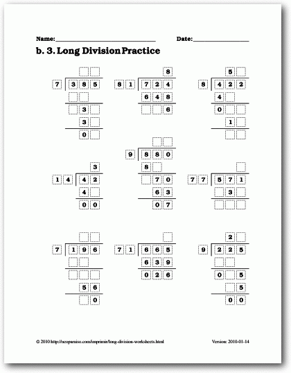 Long Division Practice Division Worksheets Math Division Long Division