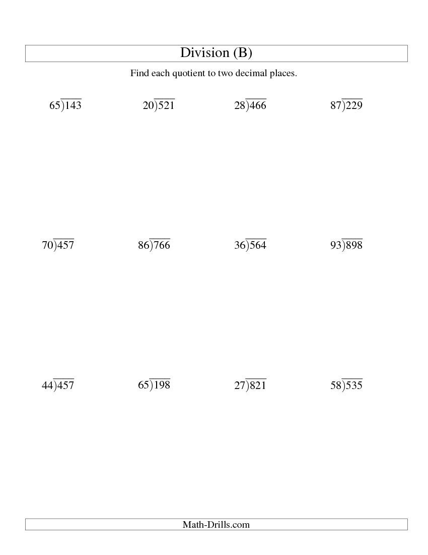 Long Division Two Digit Divisor And A Three Digit Dividend With A 