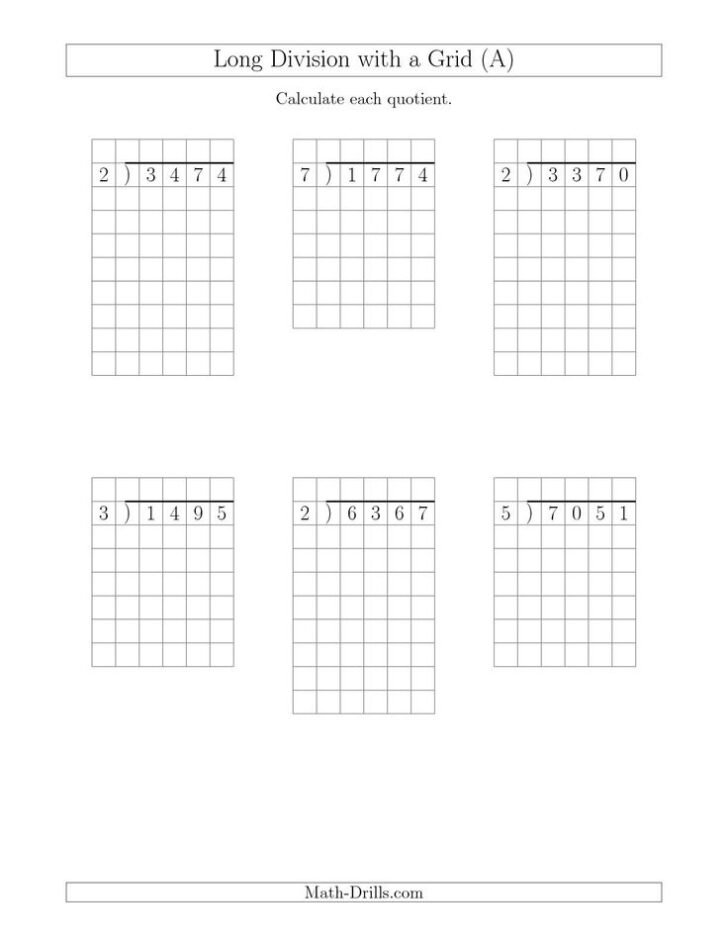 Long Division Worksheets With Grid