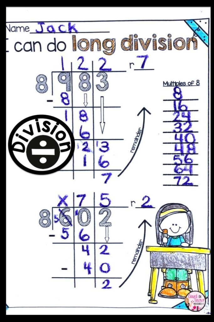 Long Division With Remainders Printable Worksheets For The Beginner ...