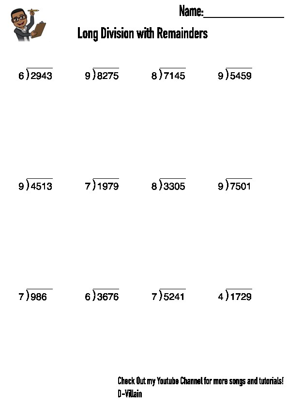 Long Division Worksheet Part II With Answer Key TpT